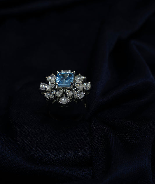 Azure Blue Blossom Ring
