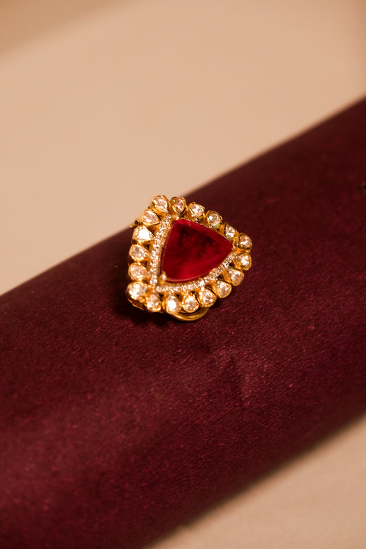 Aarohi Garnet Shield Studs