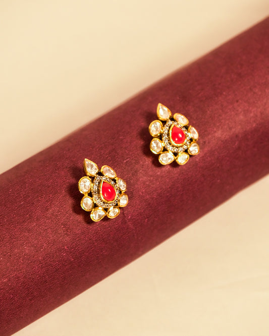 Taara Red Bloom Studs