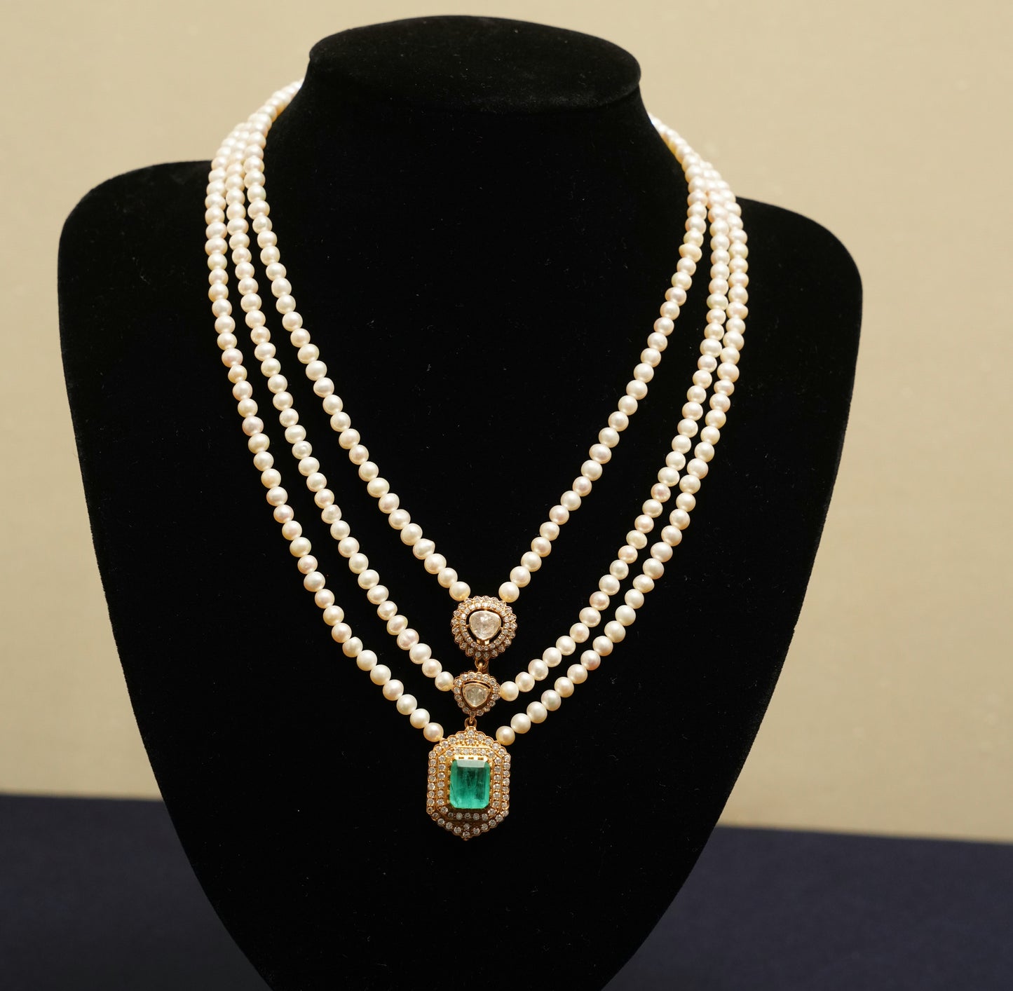 Pearl Cascade Layered Necklace & Earring Set