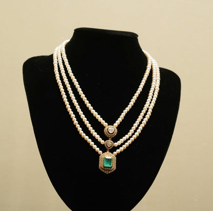 Pearl Cascade Layered Necklace & Earring Set
