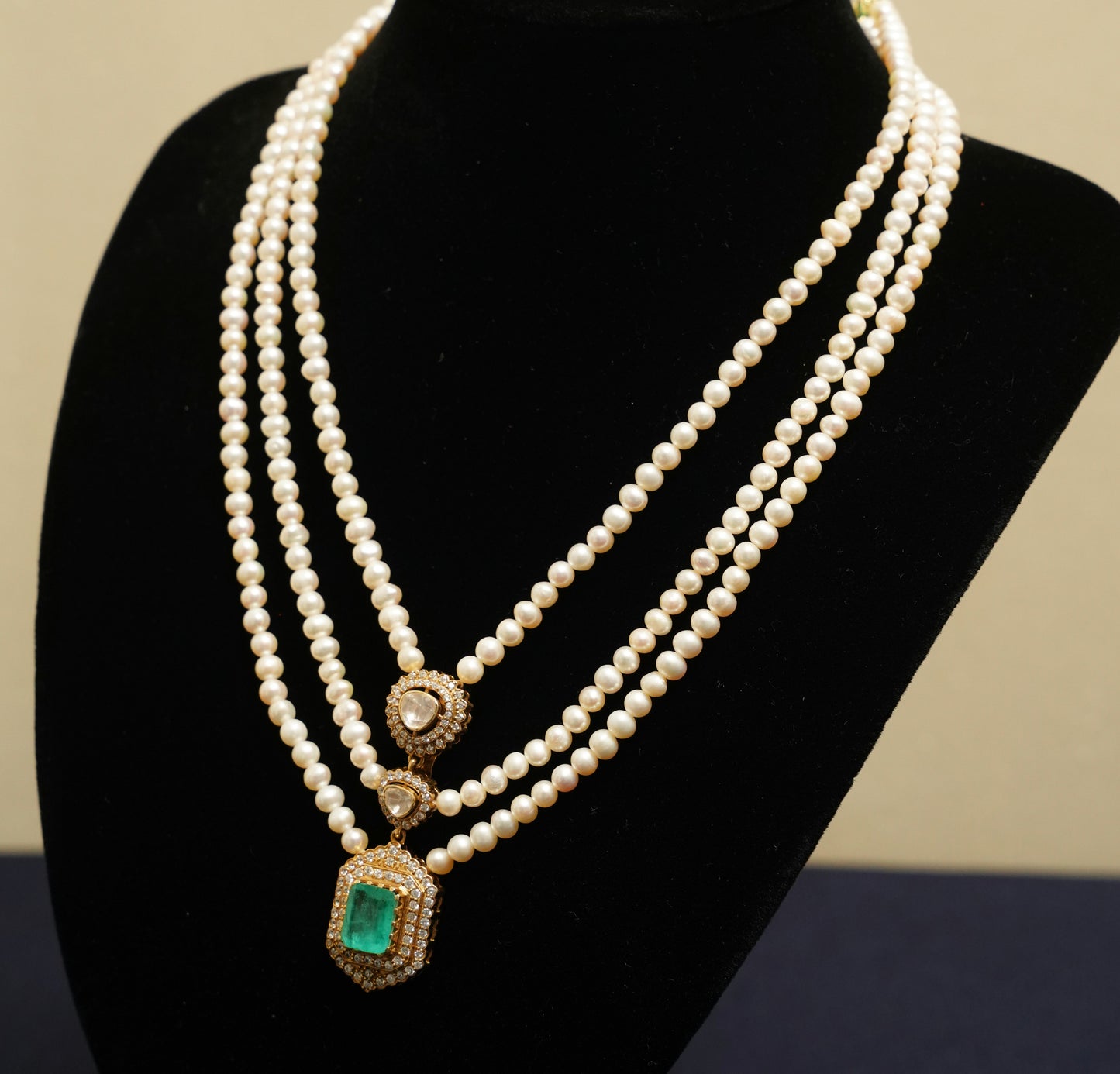 Pearl Cascade Layered Necklace & Earring Set