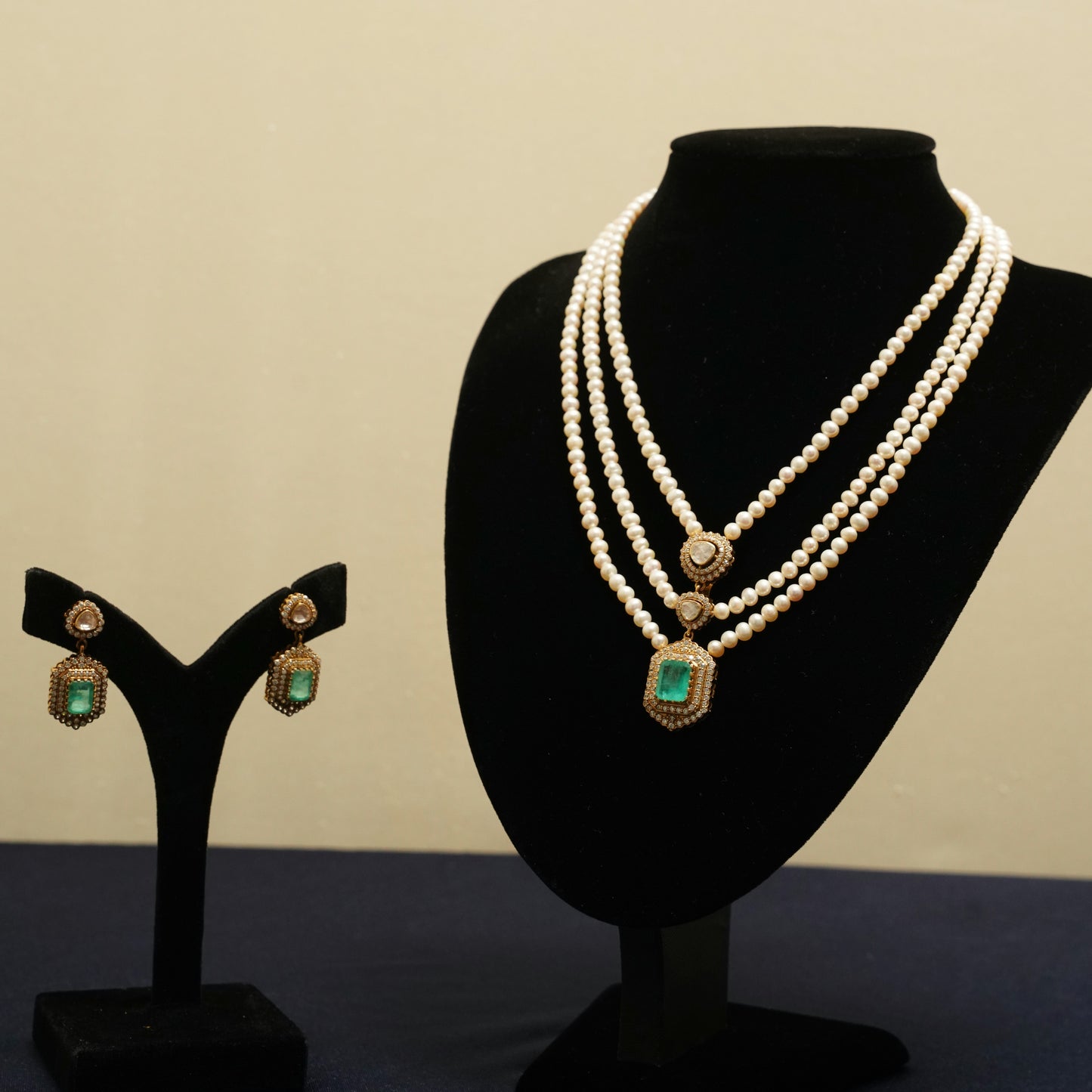 Pearl Cascade Layered Necklace & Earring Set