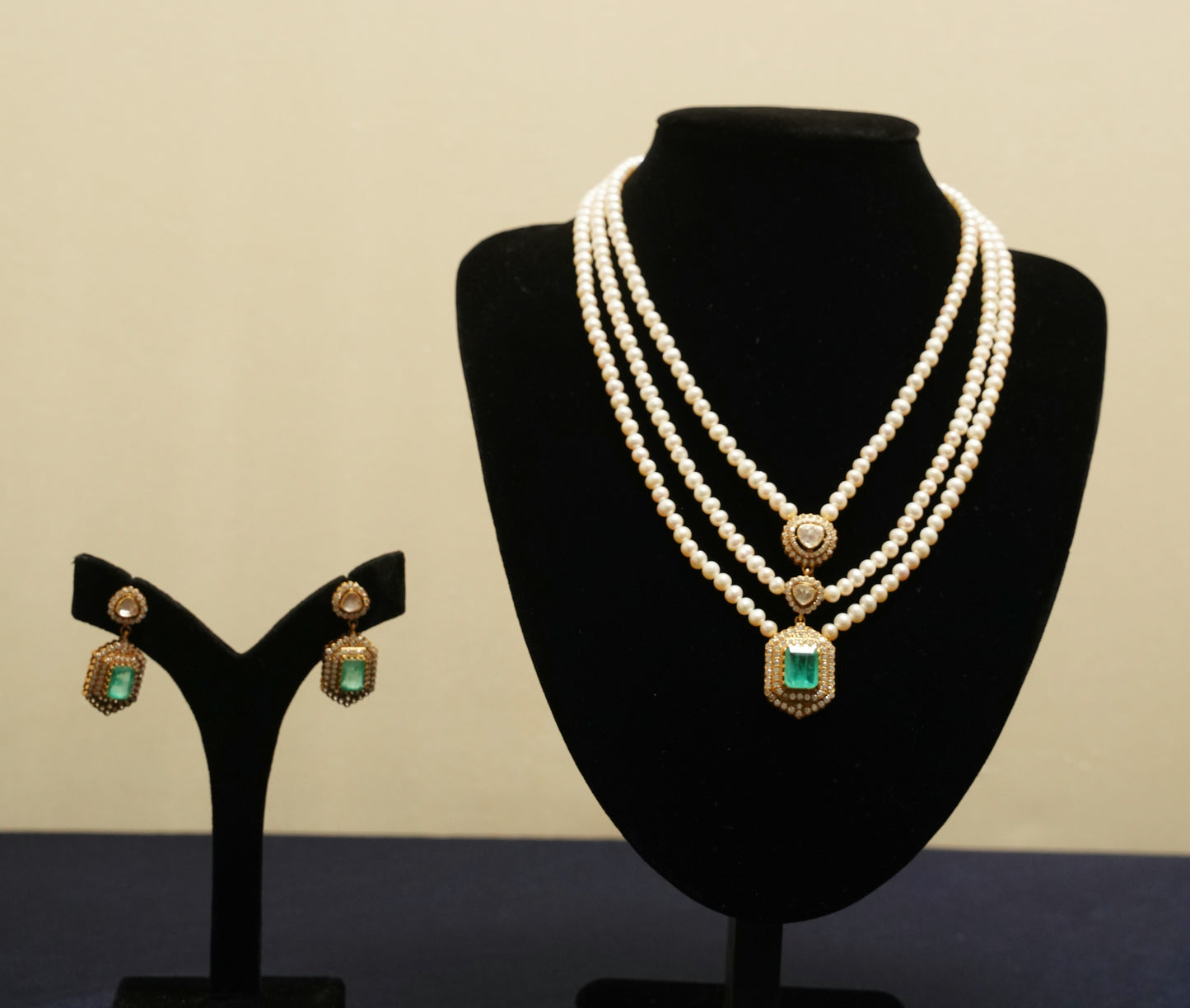 Pearl Cascade Layered Necklace & Earring Set
