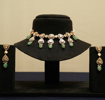Emerald Kundan Charm Choker Set
