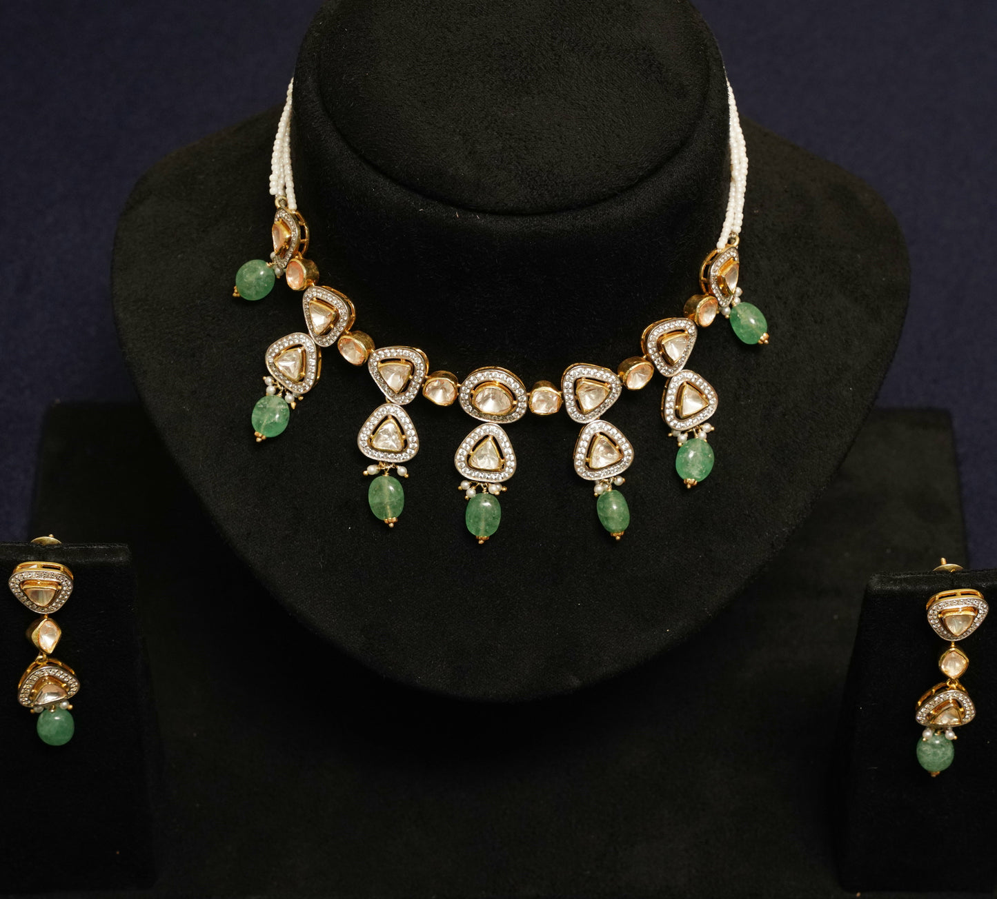 Emerald Kundan Charm Choker Set
