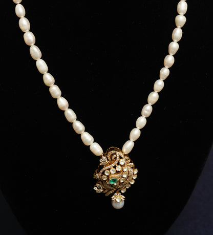 Ornate Pearl Charm Necklace & Earring Set