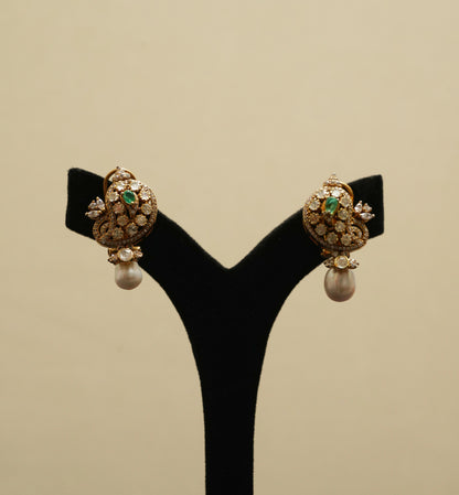 Ornate Pearl Charm Necklace & Earring Set