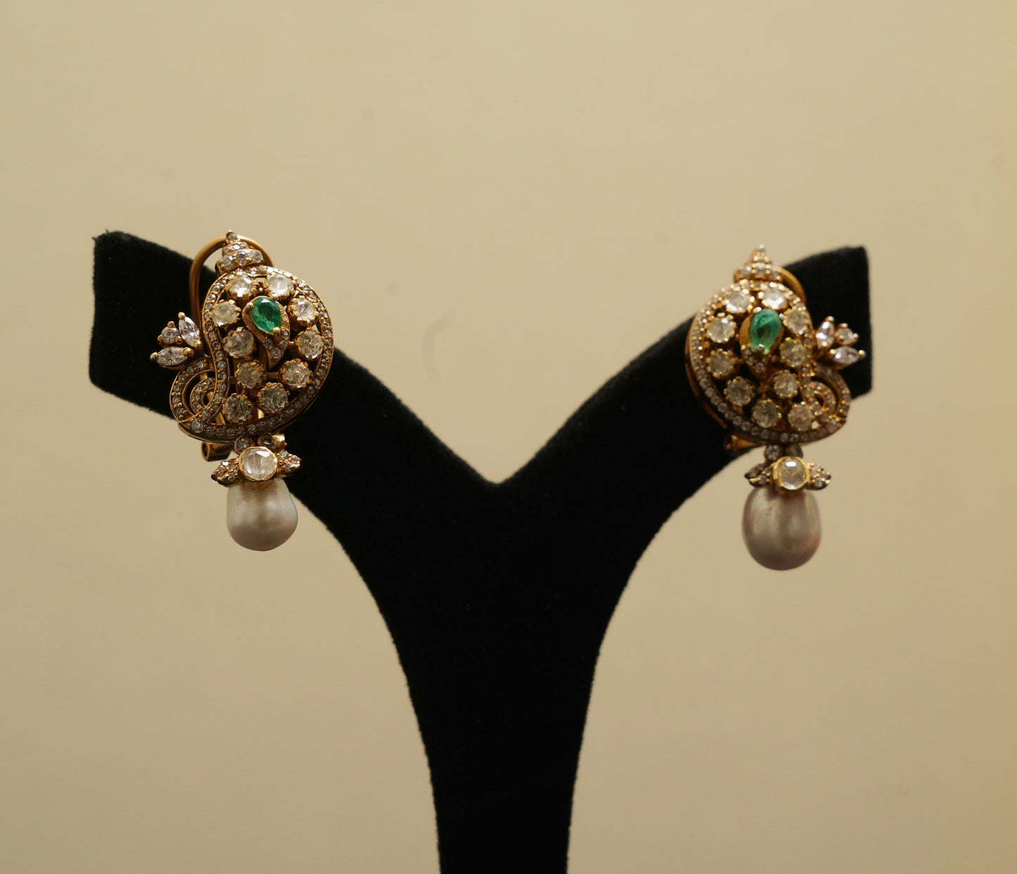 Ornate Pearl Charm Necklace & Earring Set