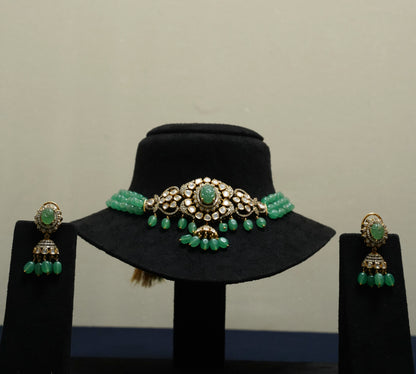 Emerald Majesty Kundan Choker Set
