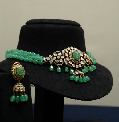 Emerald Majesty Kundan Choker Set