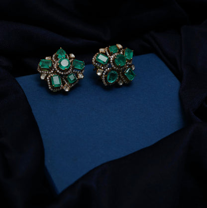 Emerald Pushpanjali Studs
