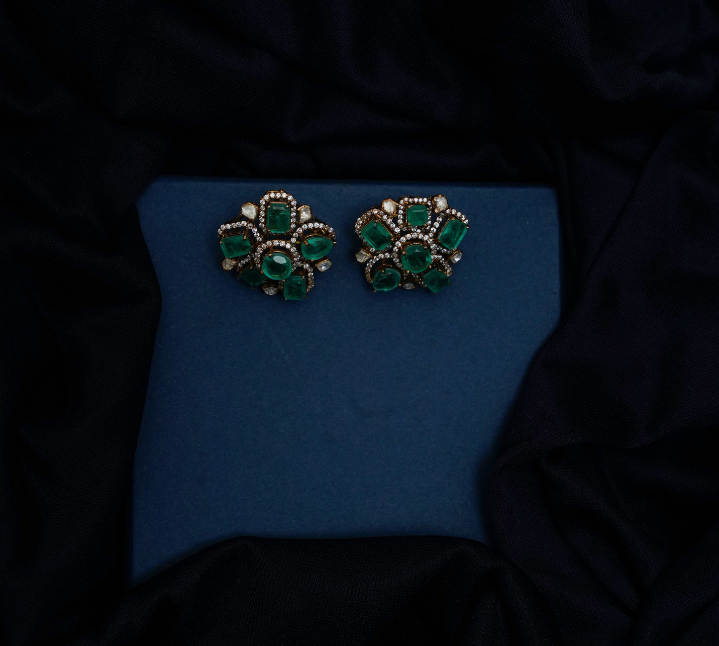 Emerald Pushpanjali Studs