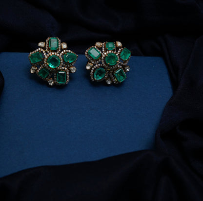Emerald Pushpanjali Studs