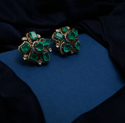 Emerald Pushpanjali Studs
