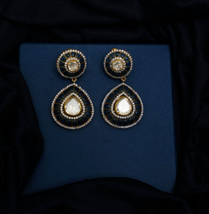 Nayira Enamel Kundan Earrings