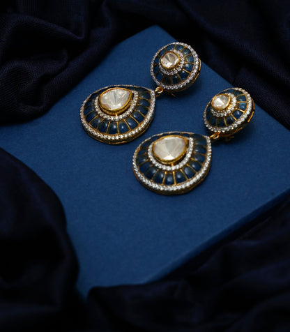 Nayira Enamel Kundan Earrings