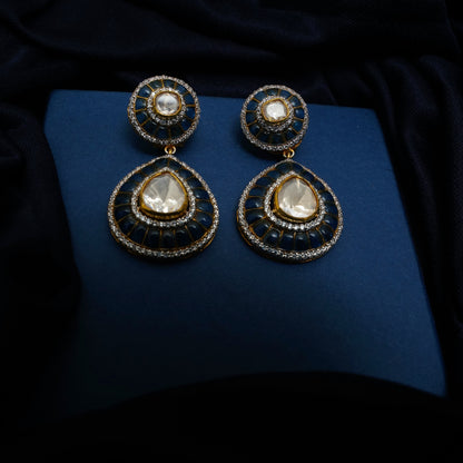 Nayira Enamel Kundan Earrings