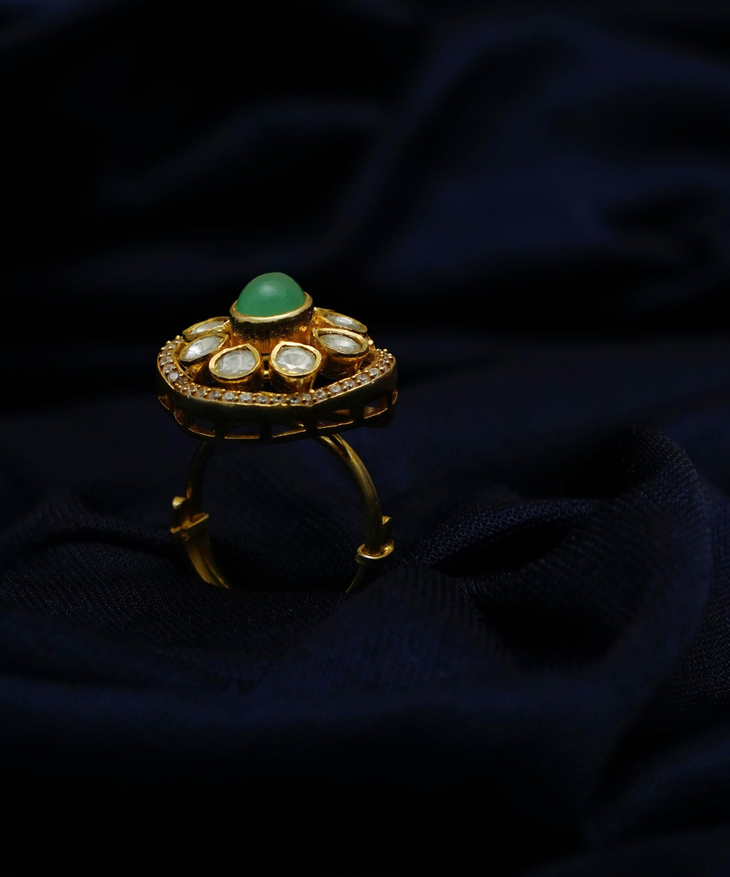 Ratnavali Green Stone Ring