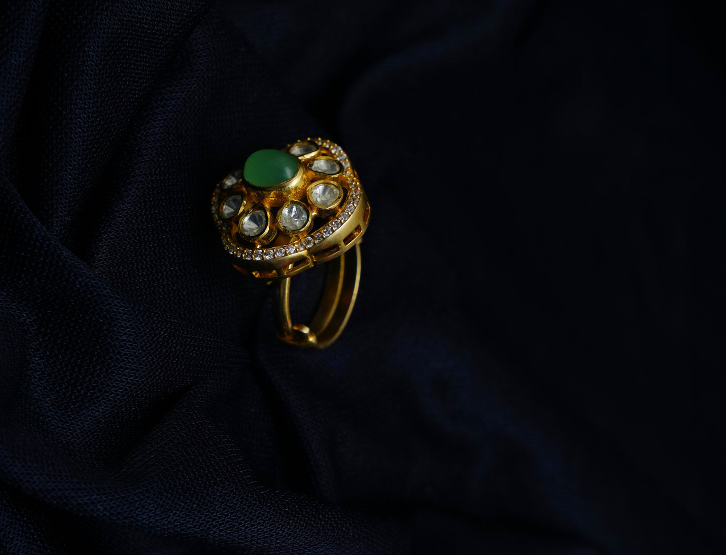 Ratnavali Green Stone Ring