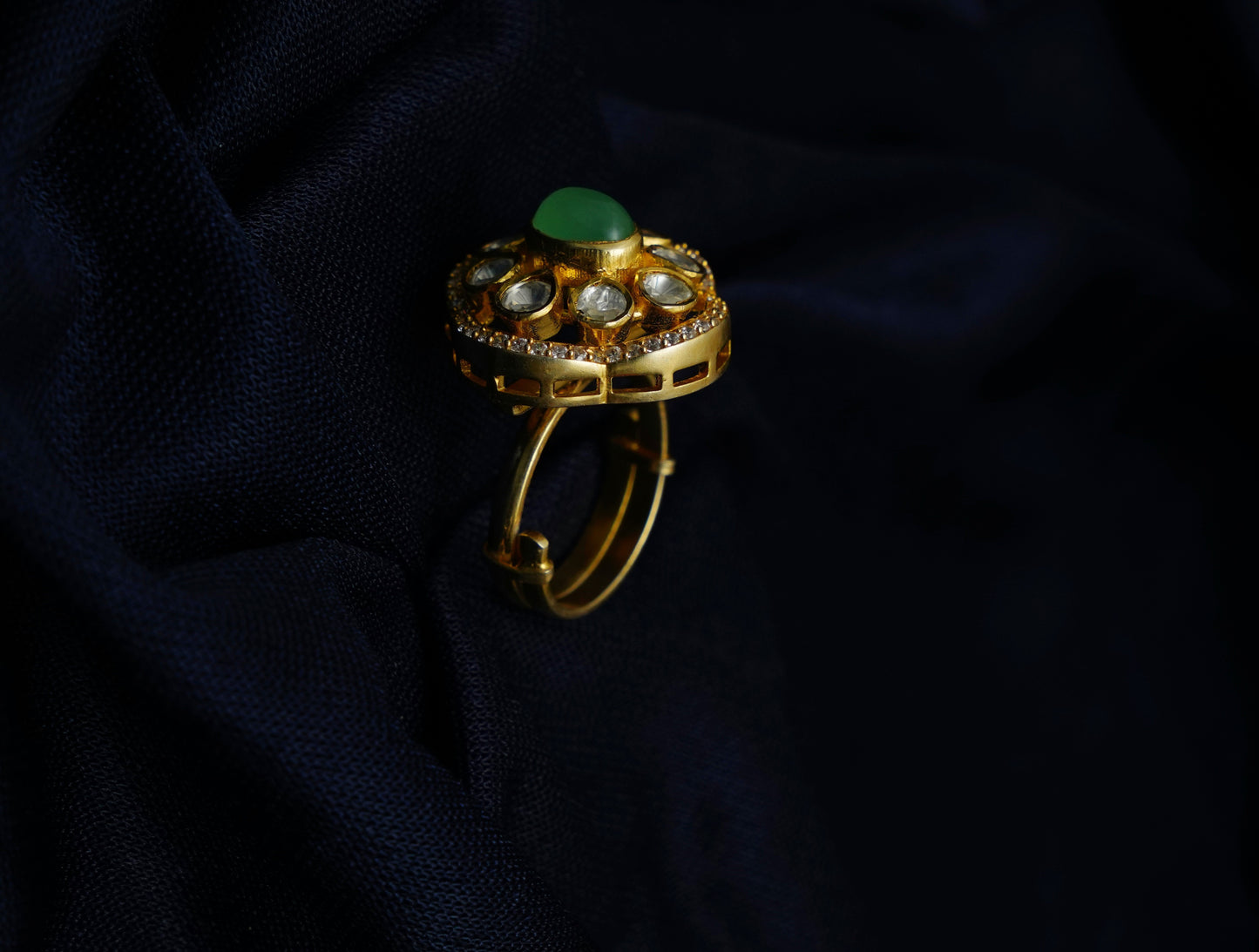Ratnavali Green Stone Ring