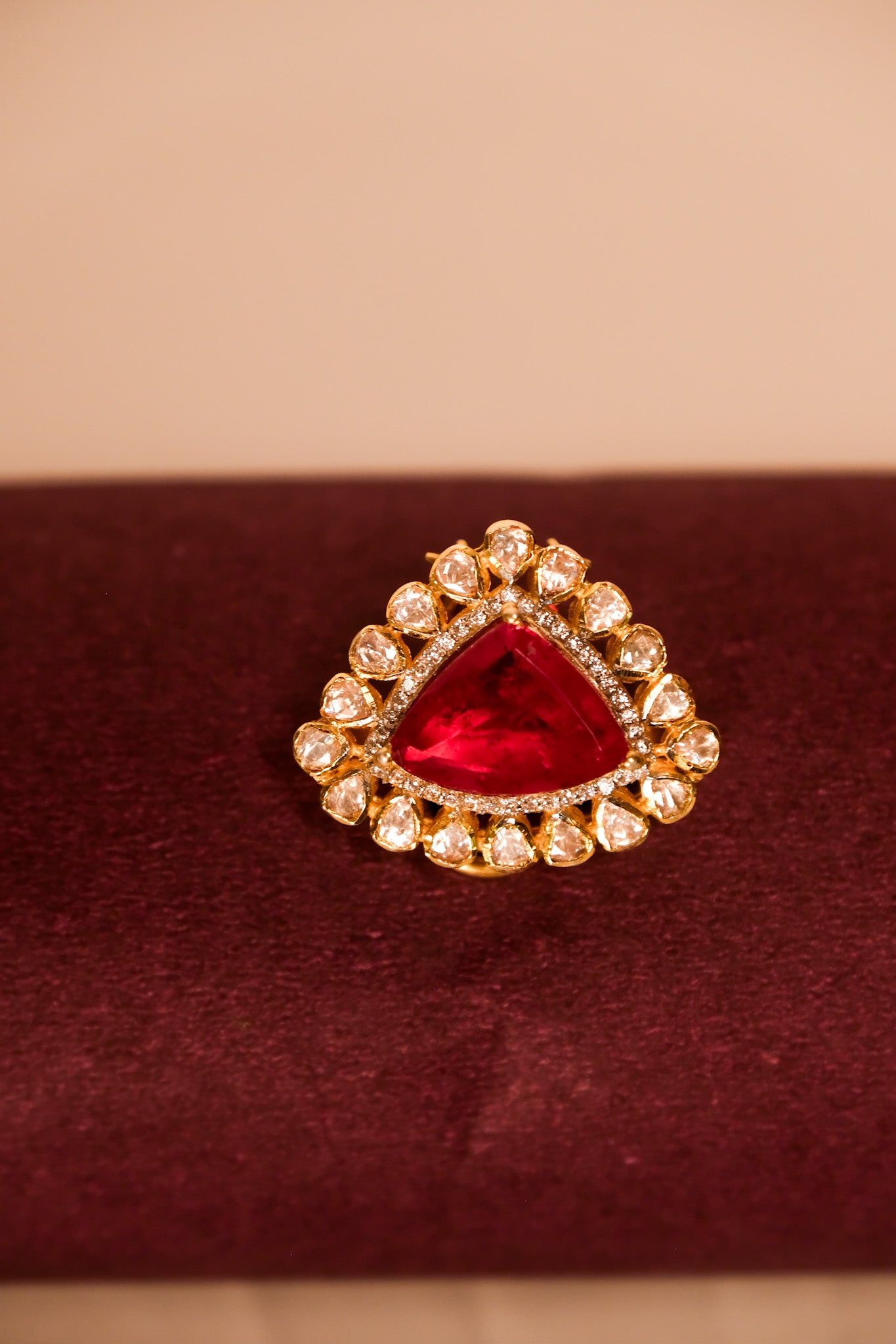 Aarohi Garnet Shield Studs