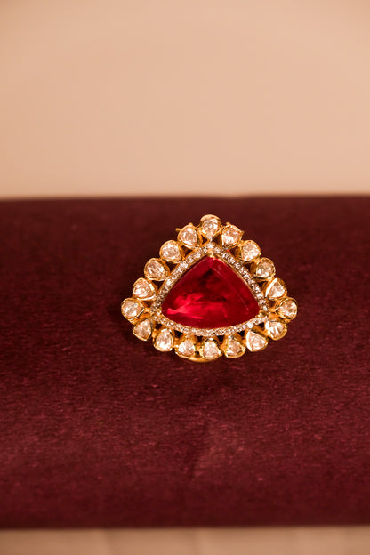 Aarohi Garnet Shield Studs