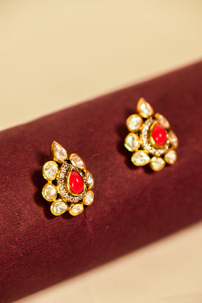 Taara Red Bloom Studs